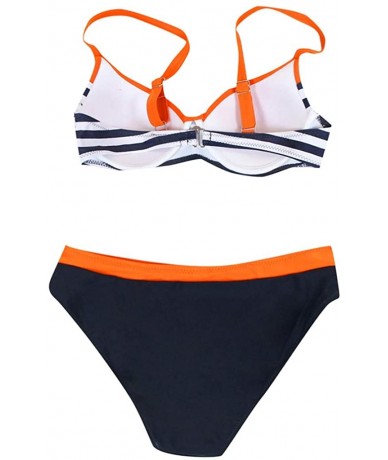 Sets Sexy Women Padded Push up Bra Bikini Set Casual Swimwear Low Waist Beachwear Swimsuit - Orange - CY18RY4OR5U $33.18