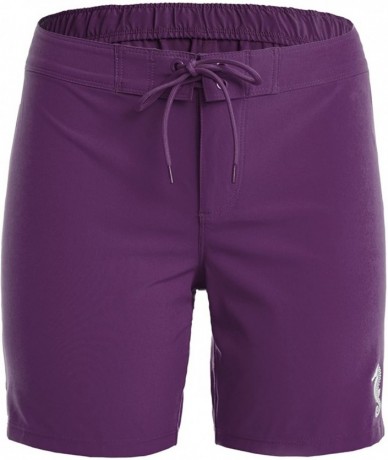 Board Shorts Women's Long Board Shorts with Pocket Quick Dry Swim Shorts Boardshorts - Purple With Sea Horse - C0183Q24DTA $4...