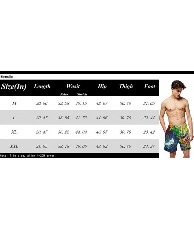 Board Shorts Men's Quick Dry Swim Trunks 3D Print Beach Board Shorts Bathing Suits with Mesh Lining - Surfing Beach - CQ19E7O...