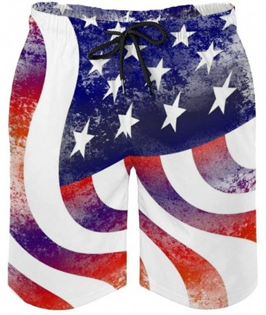 Board Shorts Men's Swim Trunks Summer Surfing Beach Shorts Board Pants Quick Dry and Pockets - Us Stars and Stripes America F...