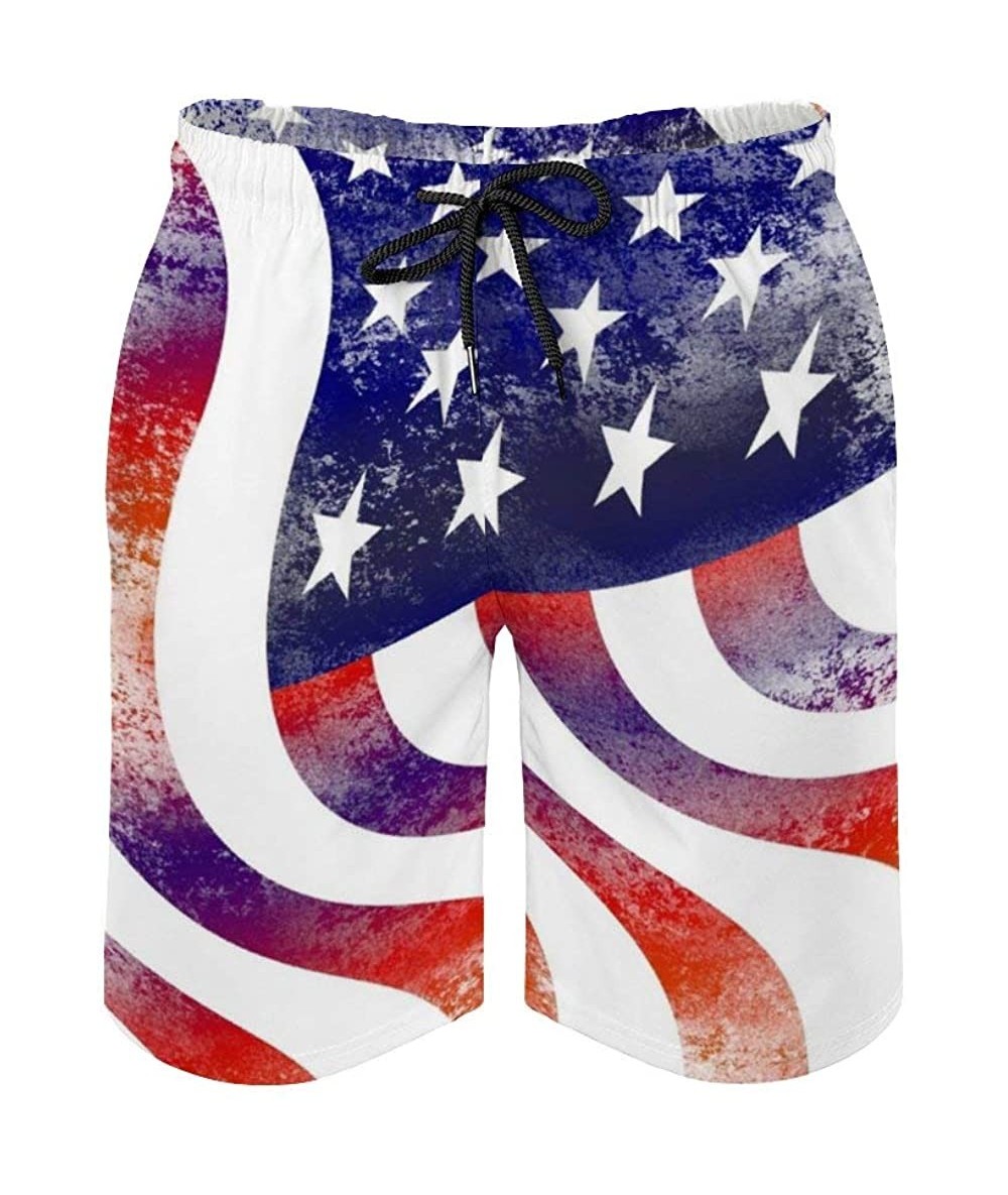 Board Shorts Men's Swim Trunks Summer Surfing Beach Shorts Board Pants Quick Dry and Pockets - Us Stars and Stripes America F...