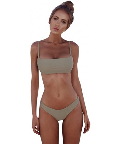 Board Shorts Women Bandeau Bandage Bikini Set Push Up Brazilian Two Piece Swimsuit Swimwear Beachwear - Light Green - CK18UNN...