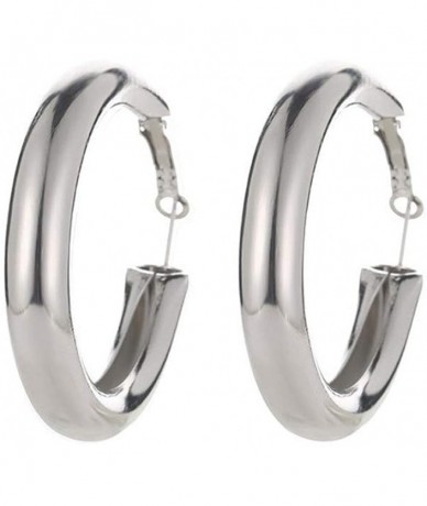 Tankinis Punk Rock Minimalist 50mm Thick Tube Big Gold Alloy Round Circle Hoop Earrings - Silver - C918U8W2K68 $14.82