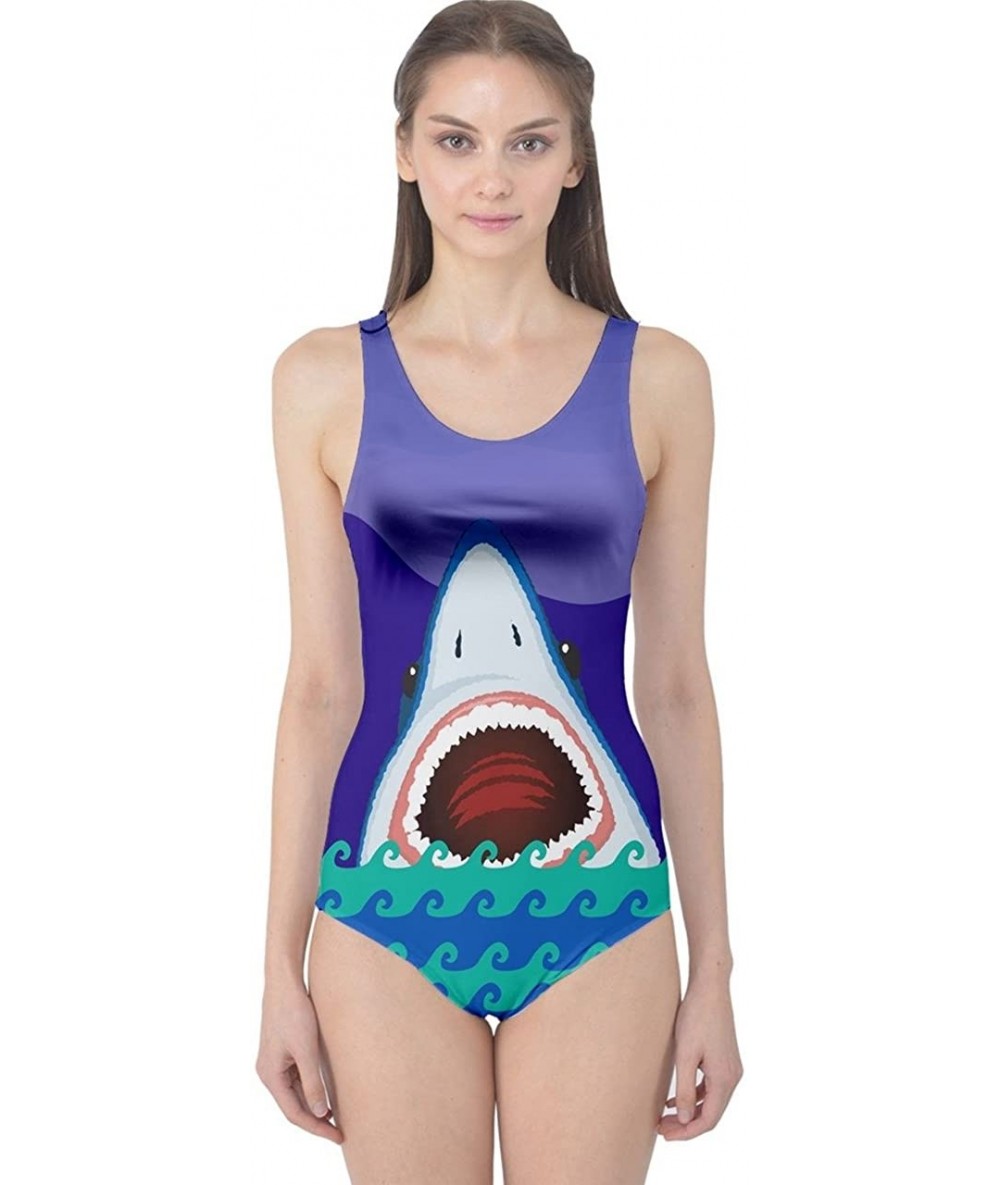 One-Pieces Womens Beachwear Sharks Penguin Dolphin Octopus Whale Fish Scales One Piece Swimsuit- X- Big Head Shark - CD1838SQ...