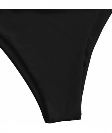 Sets Women's 2 Piece Beachwear Drawstring Front Swimsuits Bikini Set - Black - CH199S4UA8H $26.14