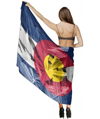 Cover-Ups Women Fahion Swimsuit Bikini Cover Up Sarong- Party Wedding Shawl Wrap - Marijuana Colorado State Flag - CS19C6N5MC...