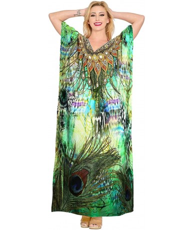 Cover-Ups Women's Maxi Kaftan Swimsuit Cover Ups Sleep Casual Dress Drawstring - Multi_y182 - CG18ME5QE7I $49.81