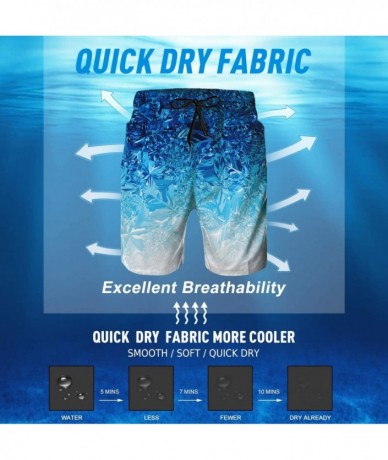 Board Shorts Men Swim Trunks Drawstring Elastic Waist Quick Dry Beach Shorts with Mesh Lining Swimwear Bathing Suits - Blue G...