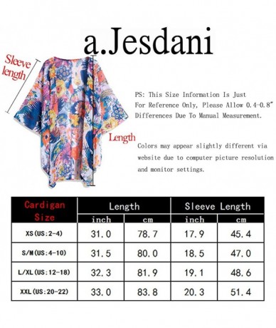 Cover-Ups Women's Kimono Floral Print Chiffon Cardigan Capes Beach Swimwear Cover Up - Color 13 - CD18UHL4NW9 $28.93