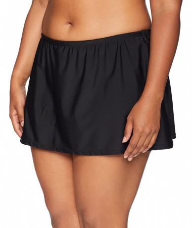 Tankinis Women's Solid Skirted Hipster Bikini Swimsuit Bottom - Black - CA185OHE34X $46.14