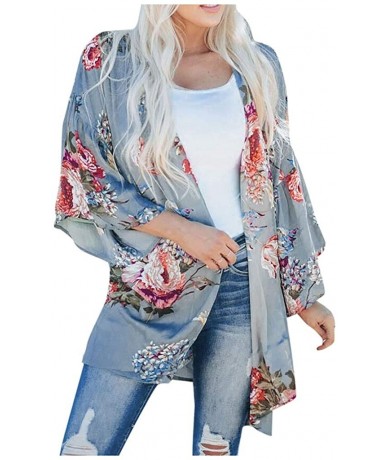 Cover-Ups Women's Swimsuit Cover Ups for Swimwear Open Front Sheer Blouses Shawl Beachwear Kimono Floral Cardigan Multi Color...