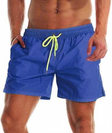 Trunks Men's Swim Trunks Quick Dry Beach Shorts Swimwear Bathing Suit with Mesh Lining - A13-royal Blue - CS18W6TELN6 $17.93