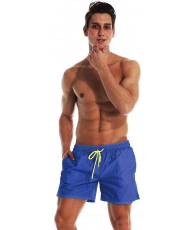 Trunks Men's Swim Trunks Quick Dry Beach Shorts Swimwear Bathing Suit with Mesh Lining - A13-royal Blue - CS18W6TELN6 $17.93