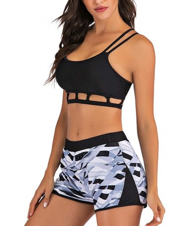 Sets Women Two Pieces Bathing Top Ruffled with High Waisted Bottom Bikini Set Womens Push up Tankini Top with Shorts 6black -...