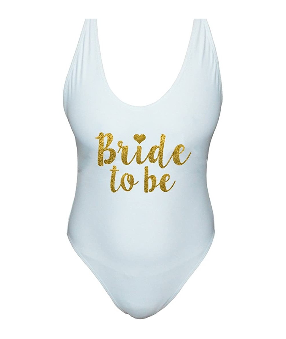 One-Pieces Squad Swim Bachelorette Swimsuit Bride Bathing Suit One Piece Bachelorette Bathing Suits - Bride to Be White-gd - ...