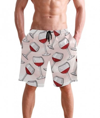 Board Shorts Mens Swim Trunks Tropical Fruit Pineapple Beach Board Shorts - Wine Glasses - CN18NX5T57U $47.50