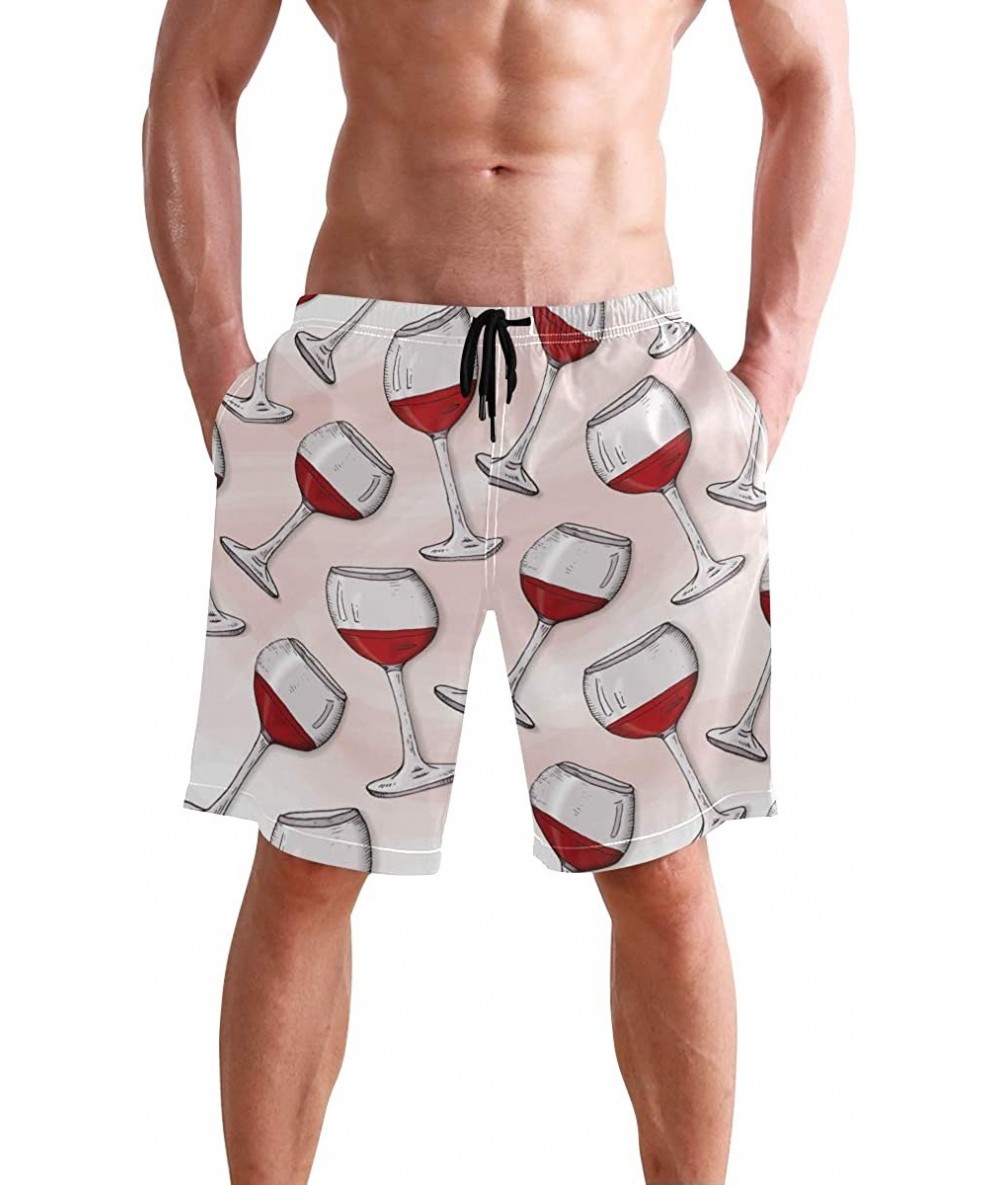 Board Shorts Mens Swim Trunks Tropical Fruit Pineapple Beach Board Shorts - Wine Glasses - CN18NX5T57U $47.50