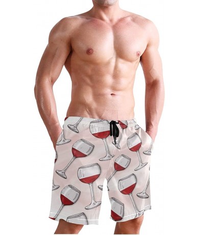 Board Shorts Mens Swim Trunks Tropical Fruit Pineapple Beach Board Shorts - Wine Glasses - CN18NX5T57U $47.50