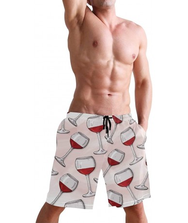 Board Shorts Mens Swim Trunks Tropical Fruit Pineapple Beach Board Shorts - Wine Glasses - CN18NX5T57U $47.50