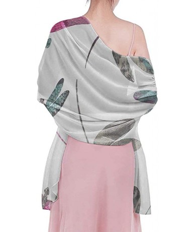 Cover-Ups Women Chiffon Scarf Summer Beach Wrap Skirt Swimwear Bikini Cover-up - Colorful Dragonfly Grey - CV190HINCRC $45.68