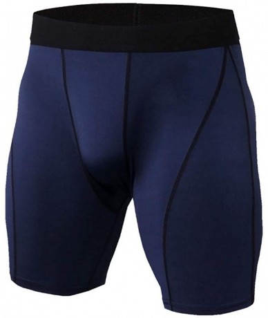 Racing Gym Workout Shorts Solid Summer Jogging Fashion Casual Tight Quick Dry Shorts - Navy - CD18RYKZ33I $35.51