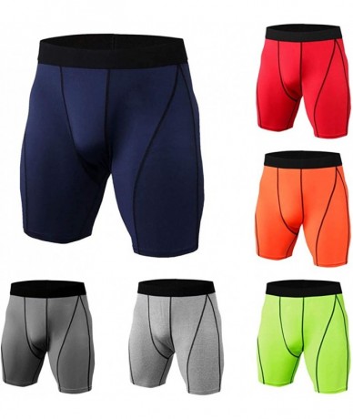 Racing Gym Workout Shorts Solid Summer Jogging Fashion Casual Tight Quick Dry Shorts - Navy - CD18RYKZ33I $35.51