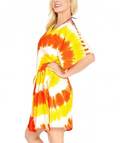 Cover-Ups Women's Midi Beach Dress Boho Flowy Party Dress Tunic T-Shirt Printed - Yellow_b844 - CN18872I98S $45.63