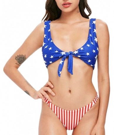 Sets Women American Flag Bikini Set Separates Push-Up Padded Bra Swimsuit Two Pieces - Red 5 - CW18SGHMWER $32.31