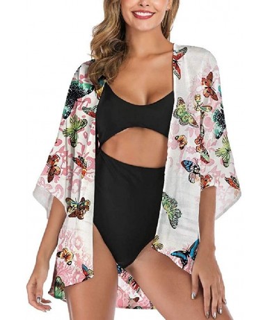 Cover-Ups Womens Open Front Loose Casual Chiffon Kimono Cover ups Cardigan - 2 - CK190WLMGK9 $43.19