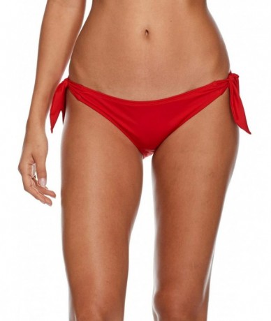 Bottoms Women's Sash Tie Side Med Bikini Bottom Swimwear - Lipstick - CH18I05ZMU2 $58.87