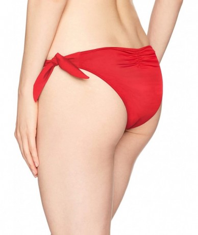 Bottoms Women's Sash Tie Side Med Bikini Bottom Swimwear - Lipstick - CH18I05ZMU2 $58.87