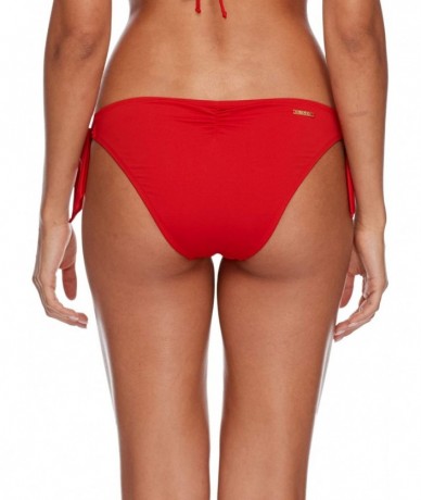 Bottoms Women's Sash Tie Side Med Bikini Bottom Swimwear - Lipstick - CH18I05ZMU2 $58.87