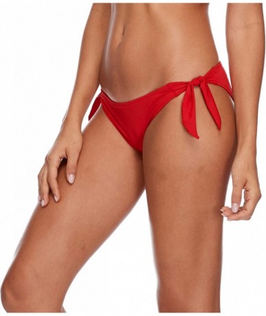 Bottoms Women's Sash Tie Side Med Bikini Bottom Swimwear - Lipstick - CH18I05ZMU2 $58.87