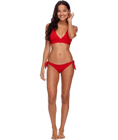 Bottoms Women's Sash Tie Side Med Bikini Bottom Swimwear - Lipstick - CH18I05ZMU2 $58.87