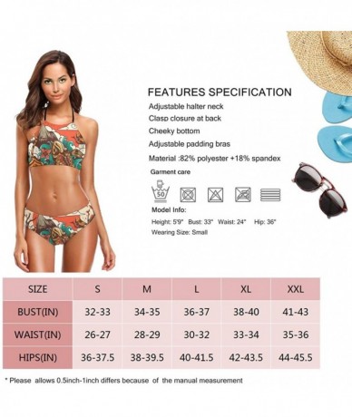 Sets African American Women Portrait Art Black Two Piece Swimwear Backless Swimsuits Halter Bikini Set - Color2 - C9199NEDIE2...