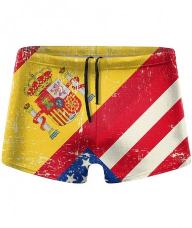 Board Shorts Vintage UK and American Flag Men Swimwear Swimsuits Surf Board Boxer Shorts Trunks - Usa and Spain Grunge Flag -...