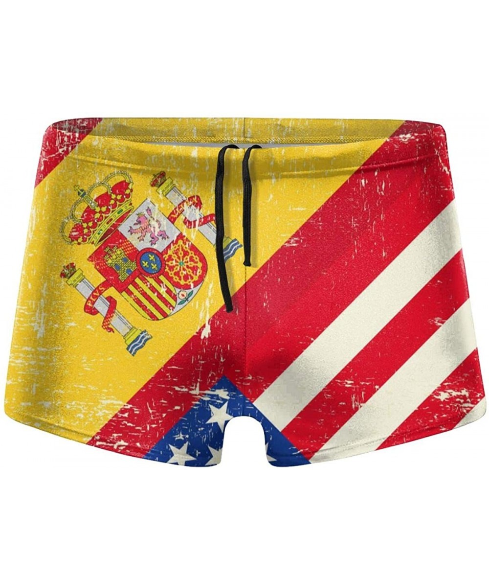 Board Shorts Vintage UK and American Flag Men Swimwear Swimsuits Surf Board Boxer Shorts Trunks - Usa and Spain Grunge Flag -...