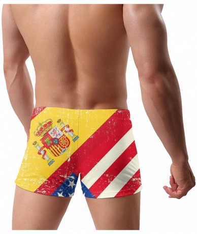 Board Shorts Vintage UK and American Flag Men Swimwear Swimsuits Surf Board Boxer Shorts Trunks - Usa and Spain Grunge Flag -...