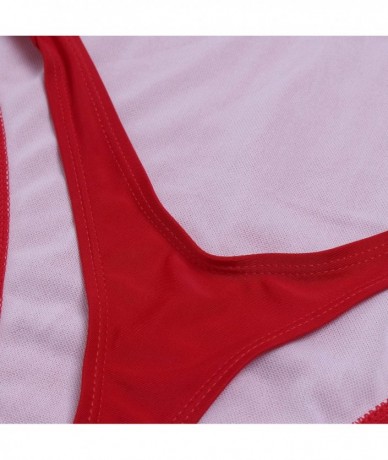 One-Pieces Womans Thong Leotard Swimsuit High Cut One Piece Bathing Suit Tankini Lingerie - Red - CX18LG72UK2 $31.10