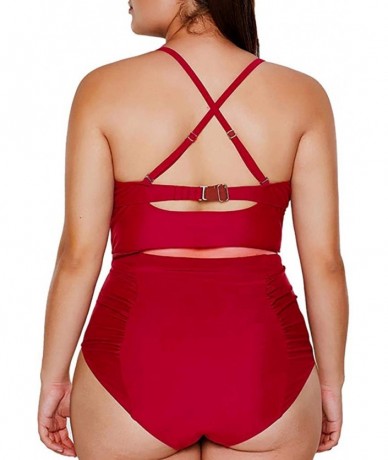 Cover-Ups Women's Plus Size Strappy High Waist Bikini Swimsuit Plus Size High Waist Fringe Swimwear Two Piece Swimsuit XL-XXX...