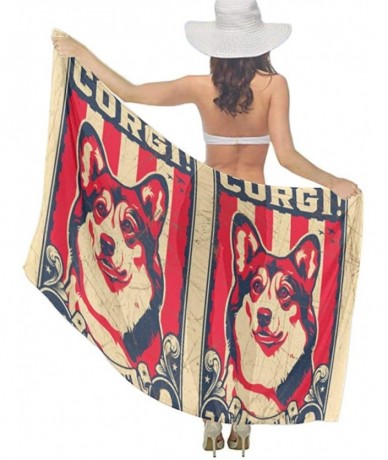 Cover-Ups Women Girls Fashion Chiffon Beach Bikini Cover Up Sunscreen Wrap Scarves - Welsh Corgi Dog - C7190HIA968 $43.98