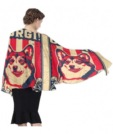 Cover-Ups Women Girls Fashion Chiffon Beach Bikini Cover Up Sunscreen Wrap Scarves - Welsh Corgi Dog - C7190HIA968 $43.98