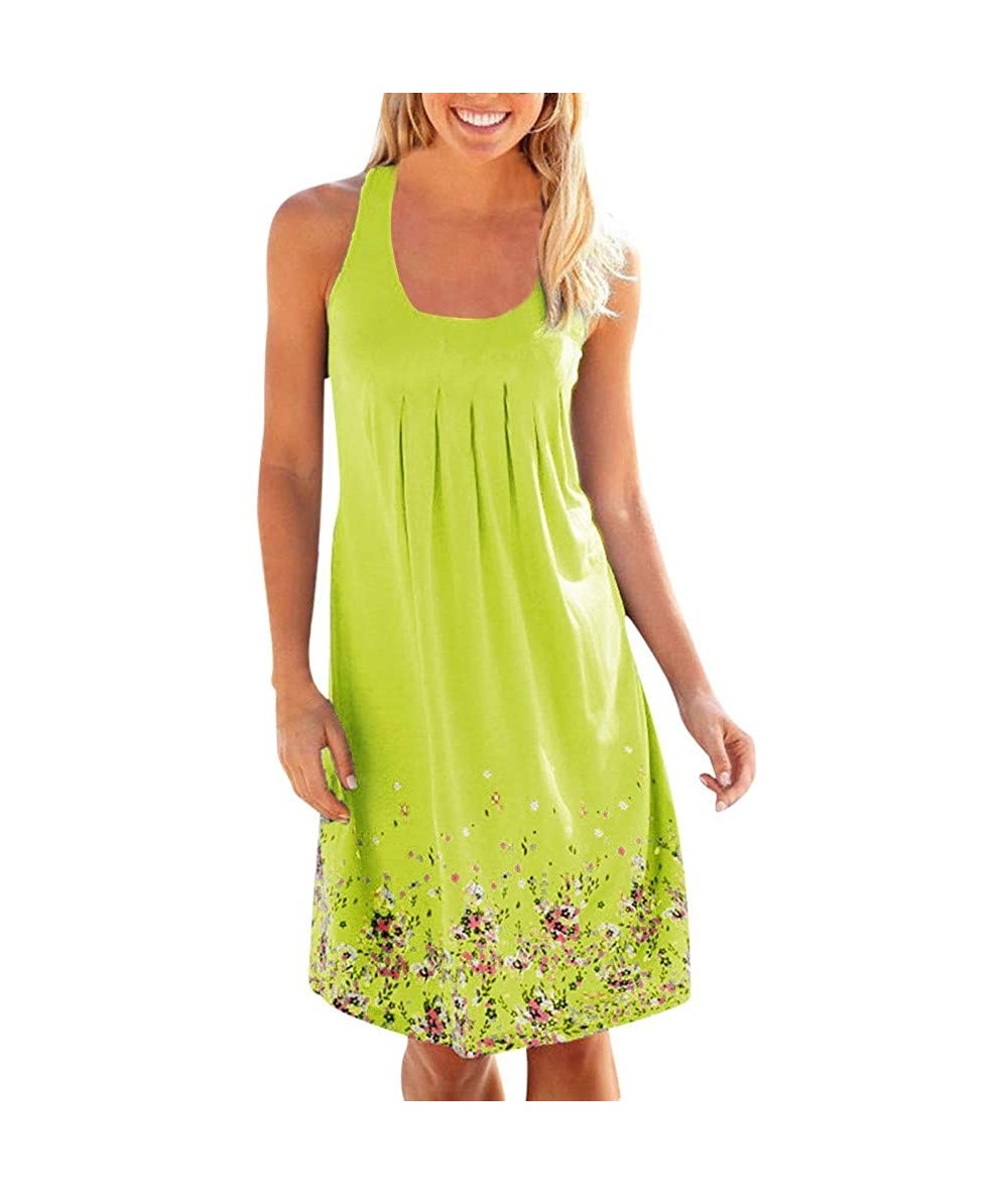 Cover-Ups Women's Dress Womens Dress Dress T-Shirt Tunic Midi Tank Beach Dress - V-yellow - CC18SO5W7SY $32.08