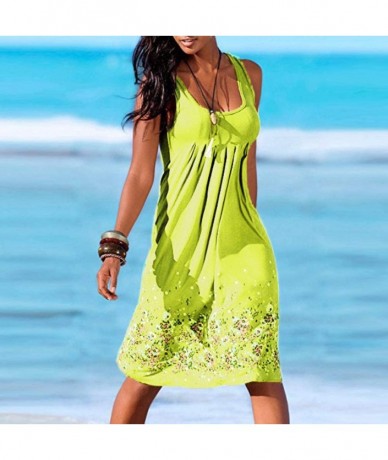 Cover-Ups Women's Dress Womens Dress Dress T-Shirt Tunic Midi Tank Beach Dress - V-yellow - CC18SO5W7SY $32.08