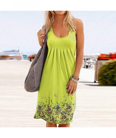 Cover-Ups Women's Dress Womens Dress Dress T-Shirt Tunic Midi Tank Beach Dress - V-yellow - CC18SO5W7SY $32.08