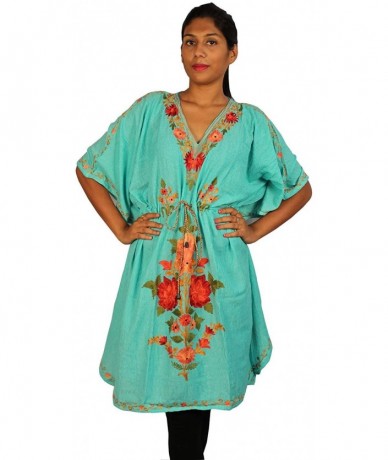 Cover-Ups Kashmiri Embroidered Long Kaftan Maxi Dress Beach Cover up for Women (X001EWQH83) - X001EWQH83 - CS18QI6AK5K $35.17