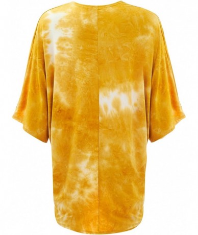 Cover-Ups Women's Tie Dye Beach Wear Swimsuit - Print Kimono Sheer Loose Cardigan Capes - Bikini Cover Ups - Yellow_1 - CS18X...