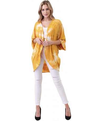 Cover-Ups Women's Tie Dye Beach Wear Swimsuit - Print Kimono Sheer Loose Cardigan Capes - Bikini Cover Ups - Yellow_1 - CS18X...