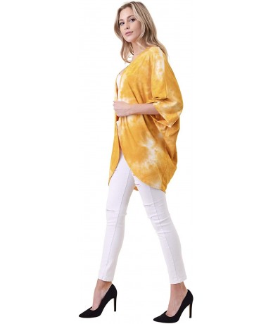 Cover-Ups Women's Tie Dye Beach Wear Swimsuit - Print Kimono Sheer Loose Cardigan Capes - Bikini Cover Ups - Yellow_1 - CS18X...