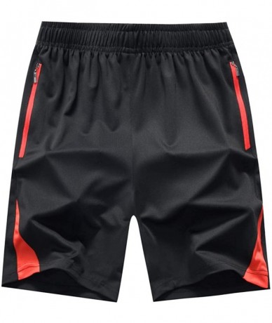 Trunks Men's Swim Trunks Summer Plus Size Thin Quick Drying Beach Trousers Casual Sports Short Pants - Red - C418SIUHD0X $23.03